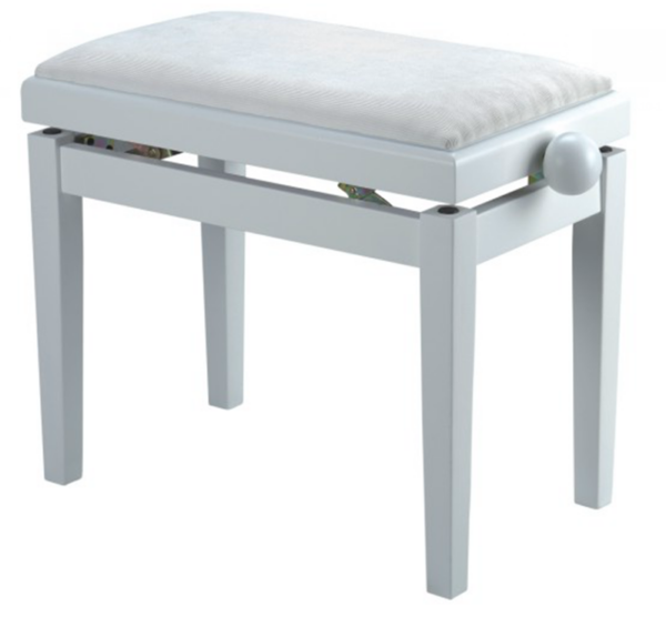 Melody adjustable piano bench Satin White White Leather